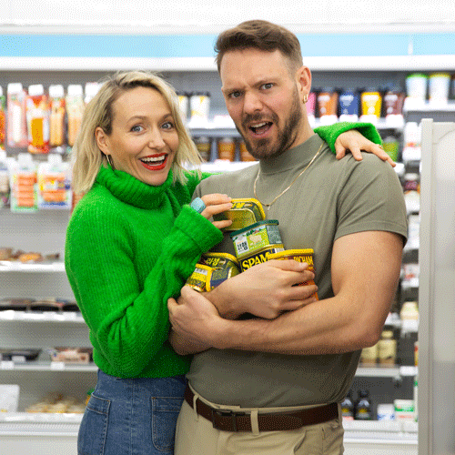 Kate Quilton & John Whaite | Channel 4 TV Presenters Kate Quilton and John Whaite on location of filming Food Unwrapped for Channel 4.